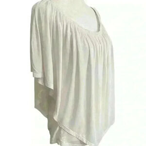James & Joy Women’s Batwing Dolman Blouse Size M White Stretch Casual Feminine